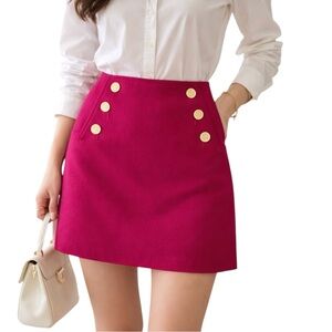 Tommy Hilfiger Fuchsia Gold Button Mini Skirt